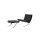 Chaise en cuir noir en cuir inoxydable aux jambes en acier inoxydable